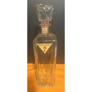 Vintage Seagrams 7 Seven Crown Glass Bottle Decanter Glass 4/5 Quart (EMPTY)